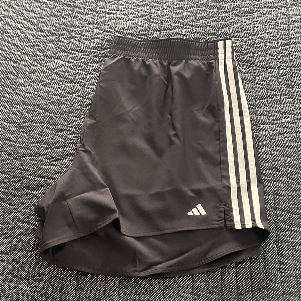 adidas Black Athletic Shorts with White Stripes